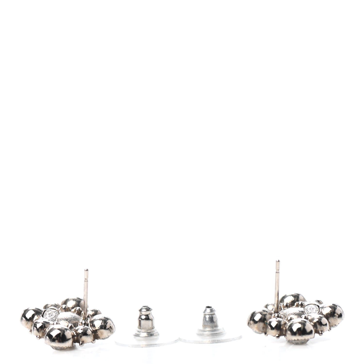 Chanel Crystal CC Earrings Silver 3 of 4