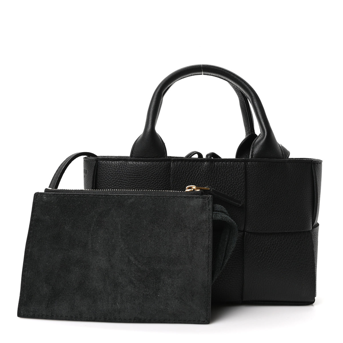Grained Calfskin Maxi Intrecciato Mini Arco Tote Black