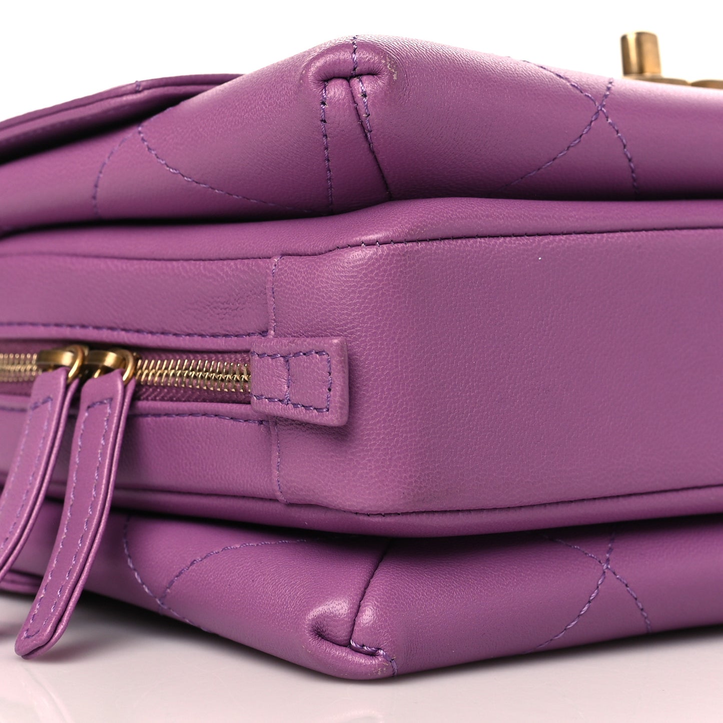 Lambskin Sleek And Chic Flap Purple