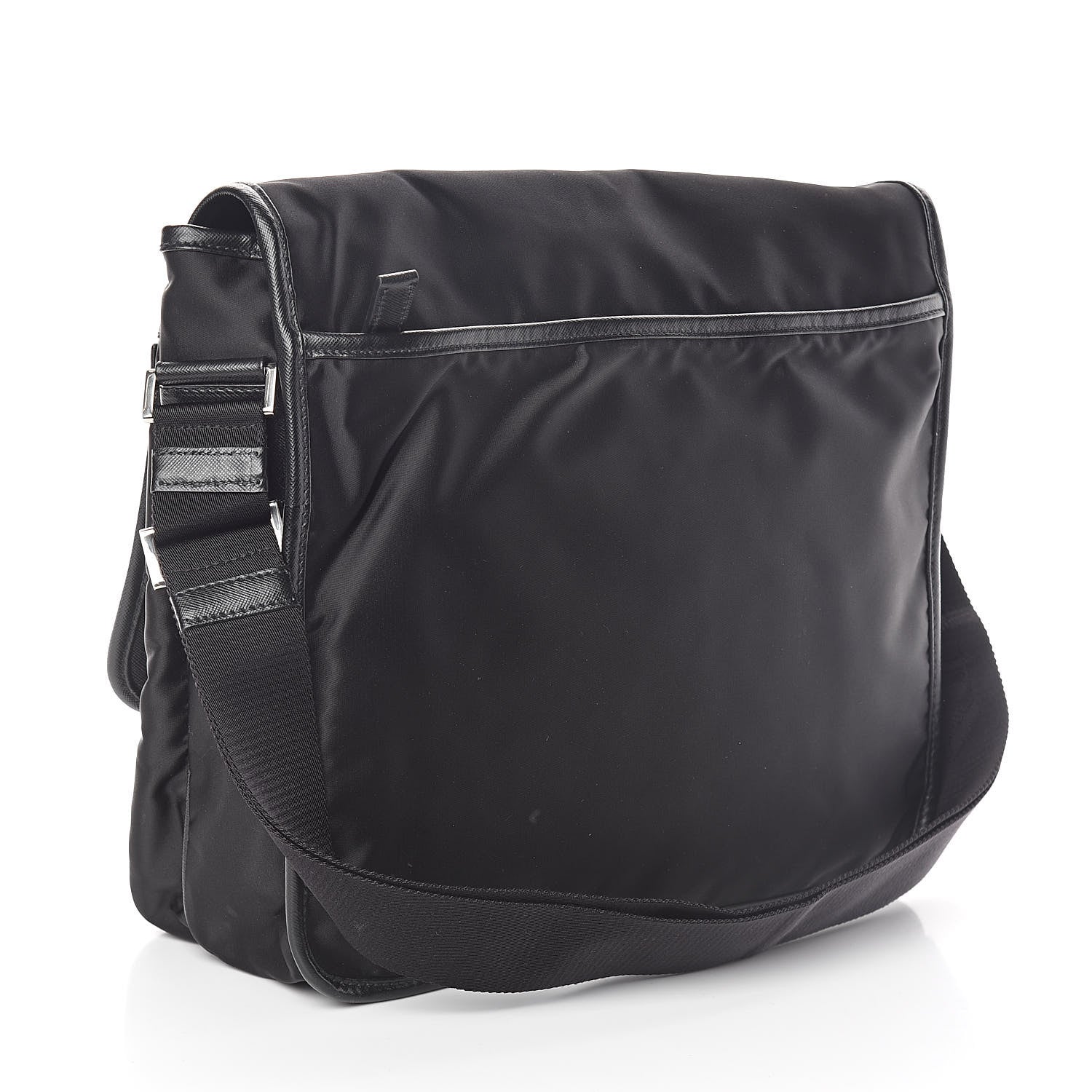 Prada Tessuto Nylon Saffiano Messenger Satchel Black 3 of 8