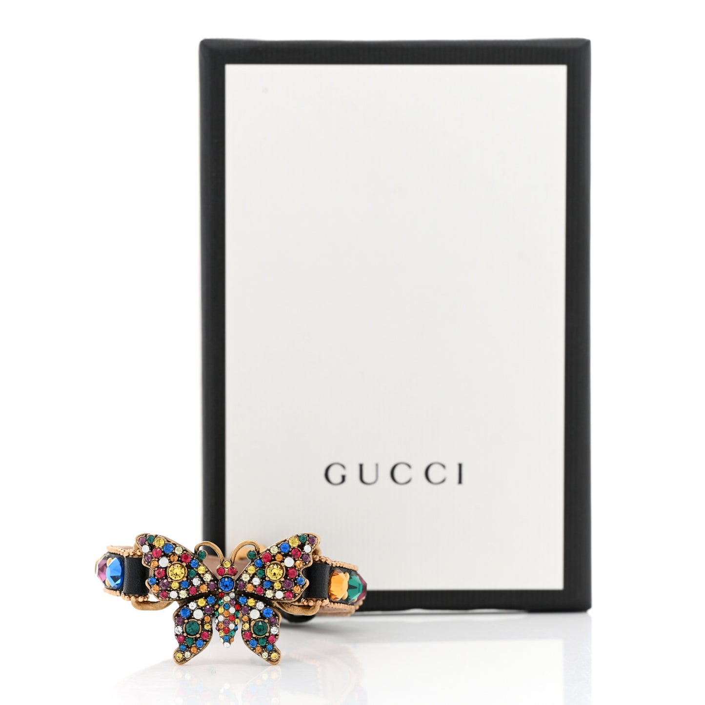 Calfskin Crystal Butterfly Bracelet Multicolor