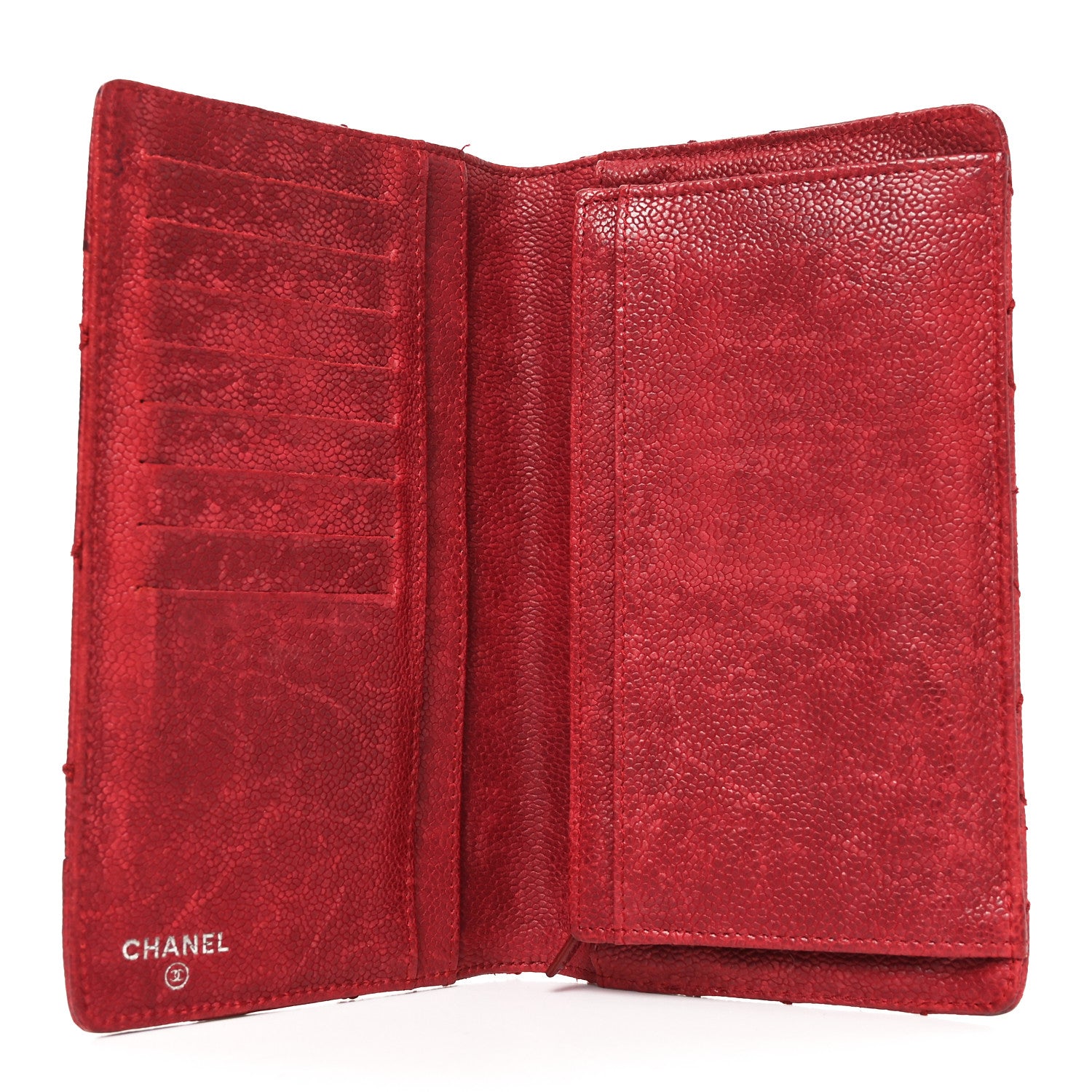 Chanel Distressed Caviar Stitched Outdoor Yen Wallet Bordeaux Clair 5 of 13