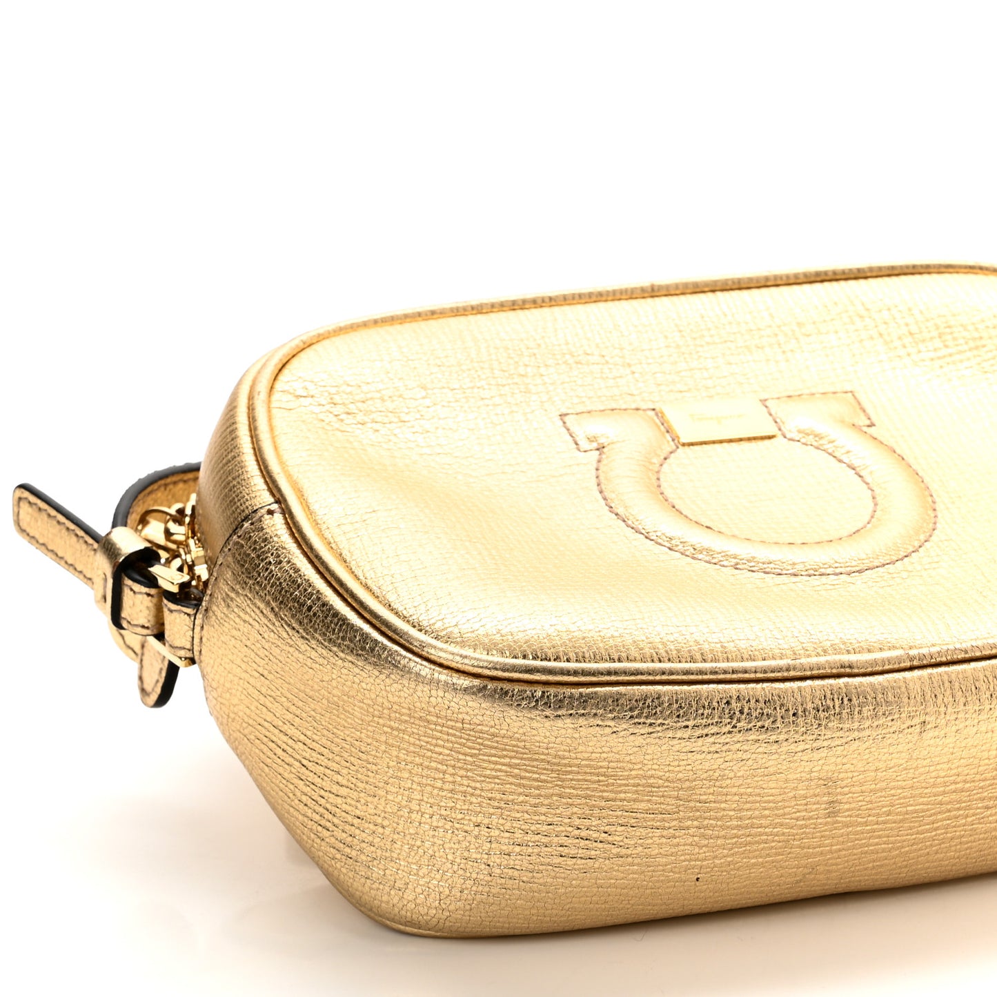 Metallic Calfskin City Goncho Crossbody Camera Bag Gold