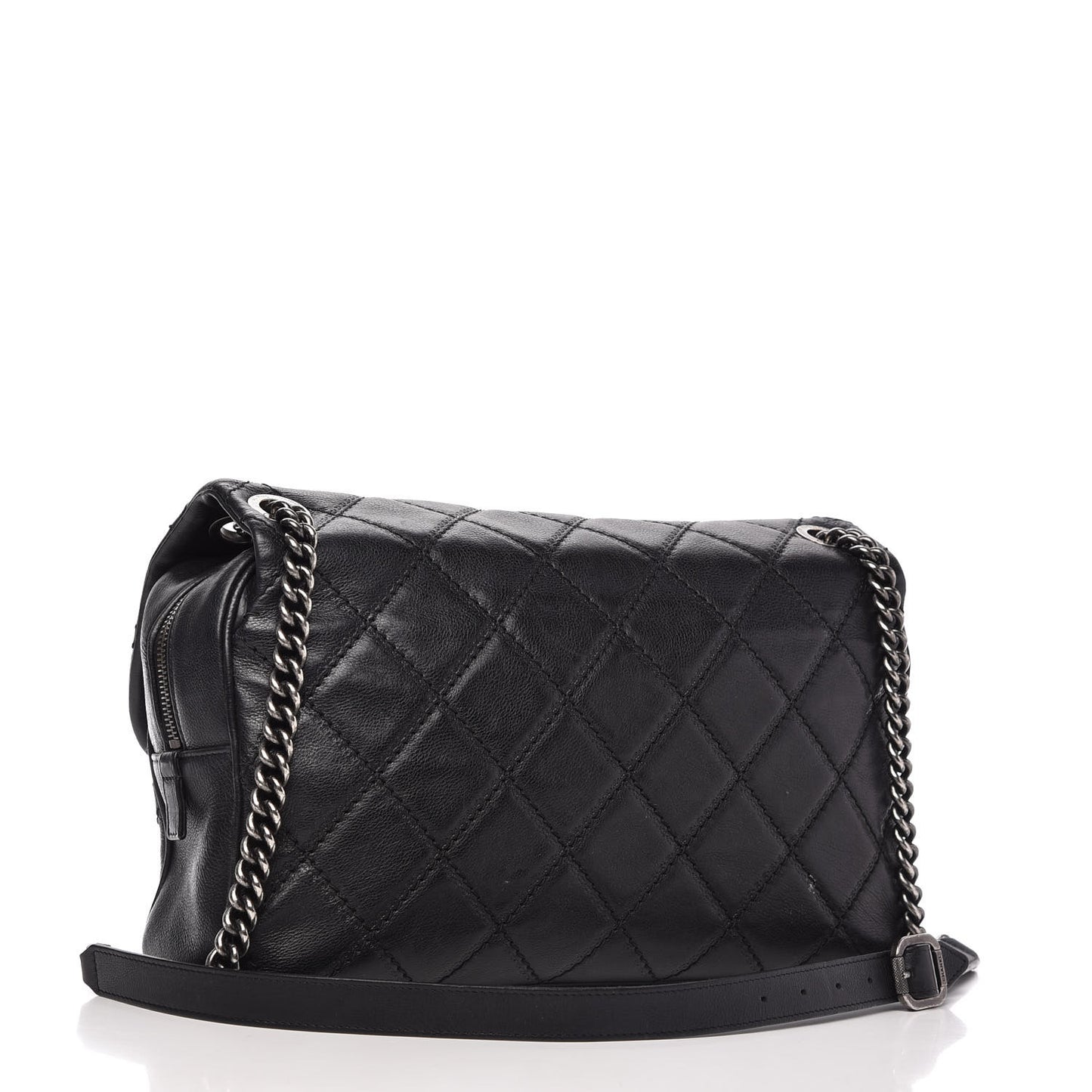 Calfskin Quilted Jumbo Coco Sporran Flap Black