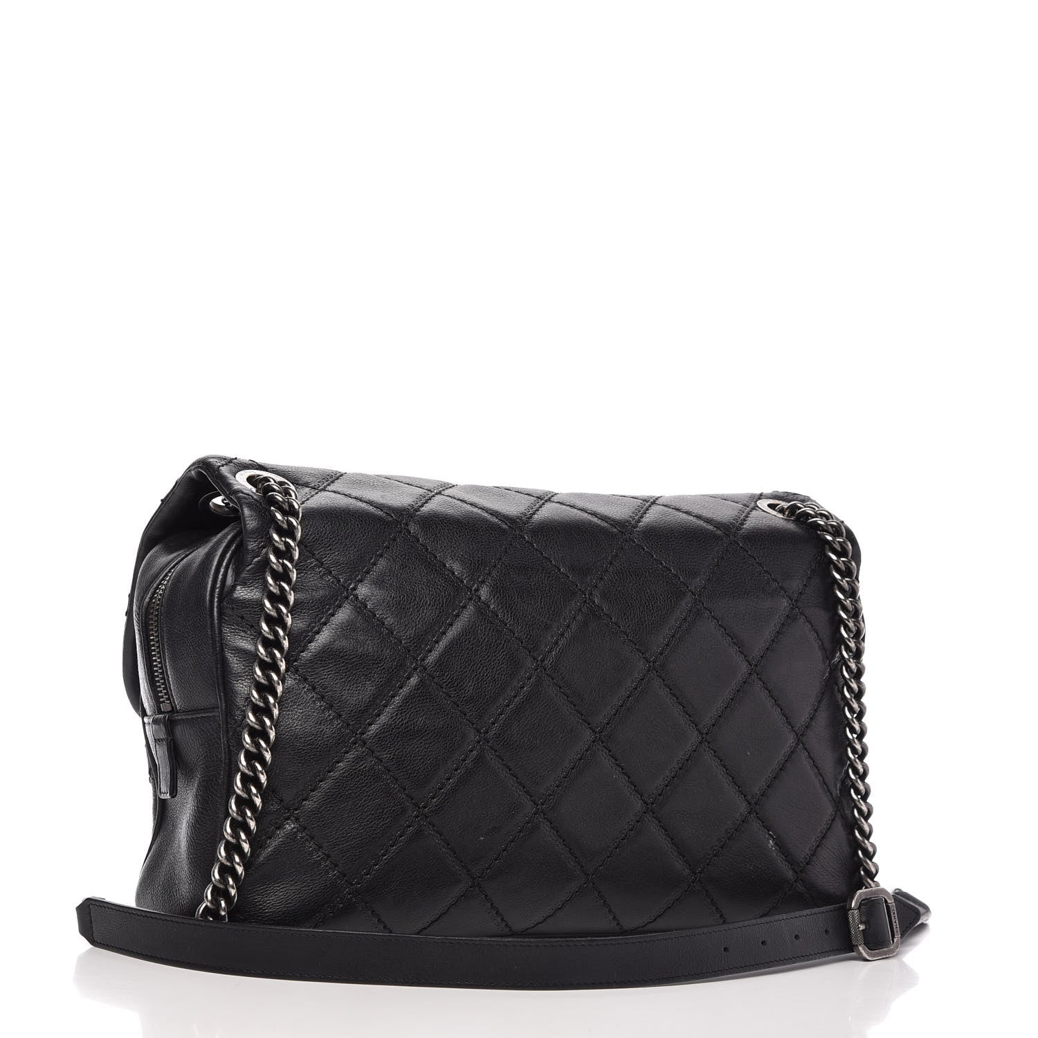 Chanel Calfskin Quilted Jumbo Coco Sporran Flap Black 3 of 10