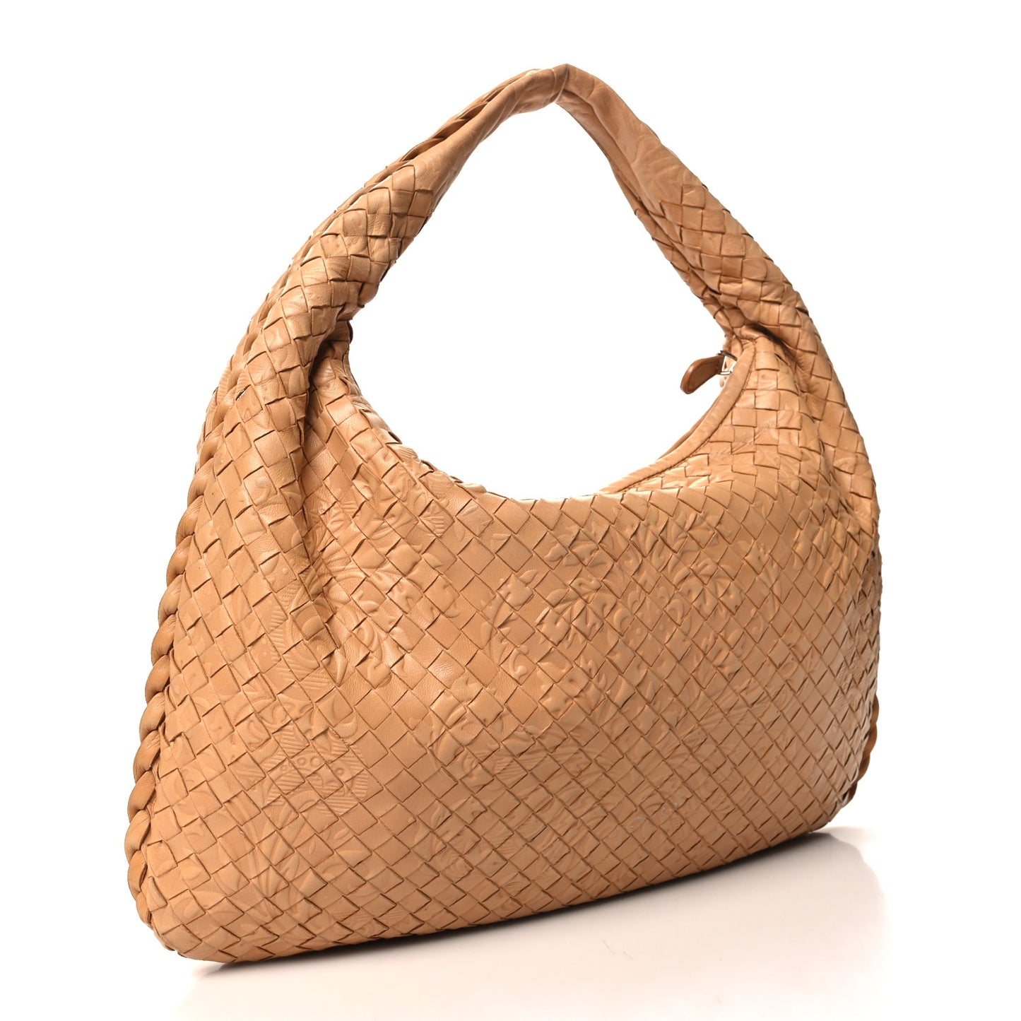 Nappa Intrecciato Embossed Medium Veneta Hobo Camel