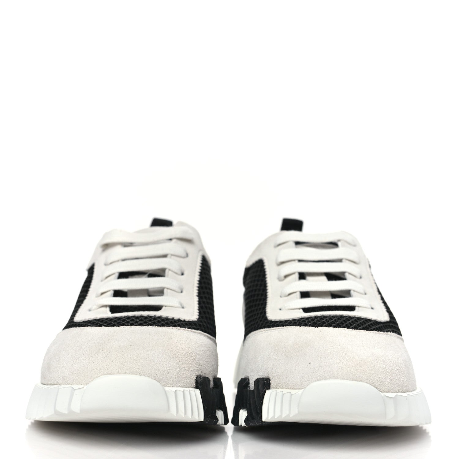Hermes Air Mesh Suede Goatskin Bouncing Sneakers 36.5 Black White 2 of 8