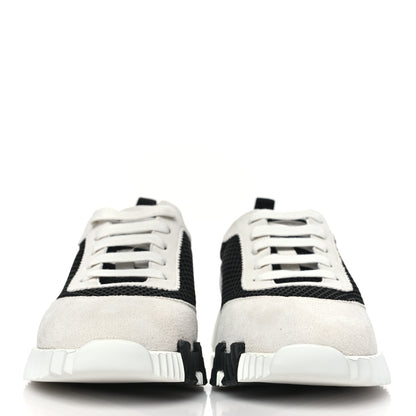 Hermes Air Mesh Suede Goatskin Bouncing Sneakers 36.5 Black White 2 of 8