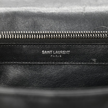 Saint Laurent Sheepskin Matelasse Chevron Monogram Large College Satchel Black 6 of 17