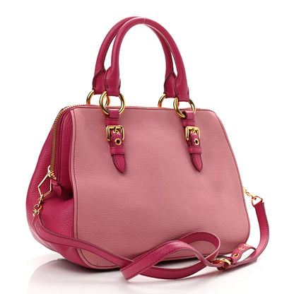 Miu Miu Goatskin Madras Bi-Color Bowling Bag Rosa Peonia 3 of 14