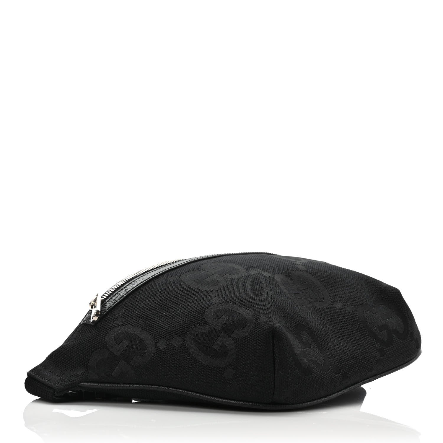 Gucci Monogram Jumbo GG Textured Dollar Calfskin Web Belt Bag Black 3 of 7