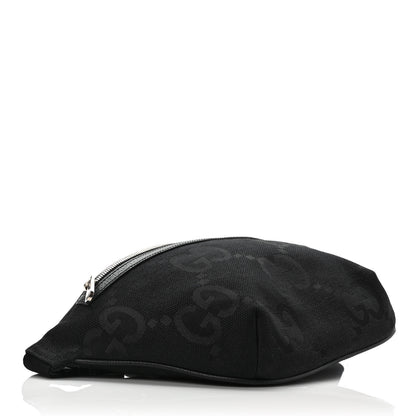 Gucci Monogram Jumbo GG Textured Dollar Calfskin Web Belt Bag Black 3 of 7