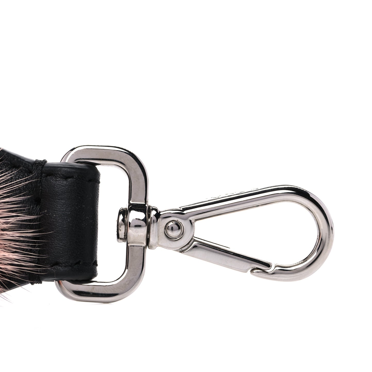 Mink Fur Pom Pom Mini Strap You Black Multicolor