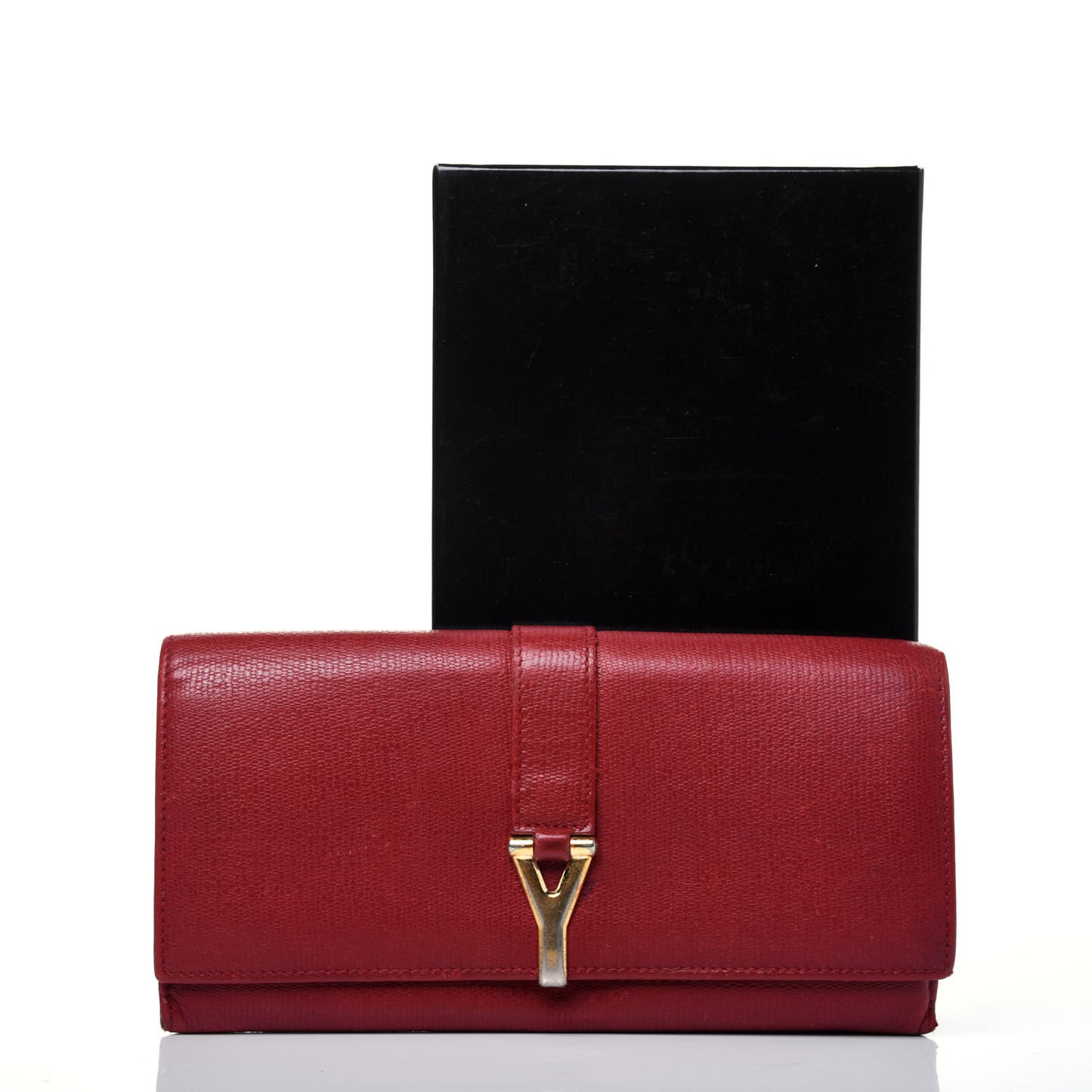 Textured Calfskin Classic Y Ligne Clutch Red