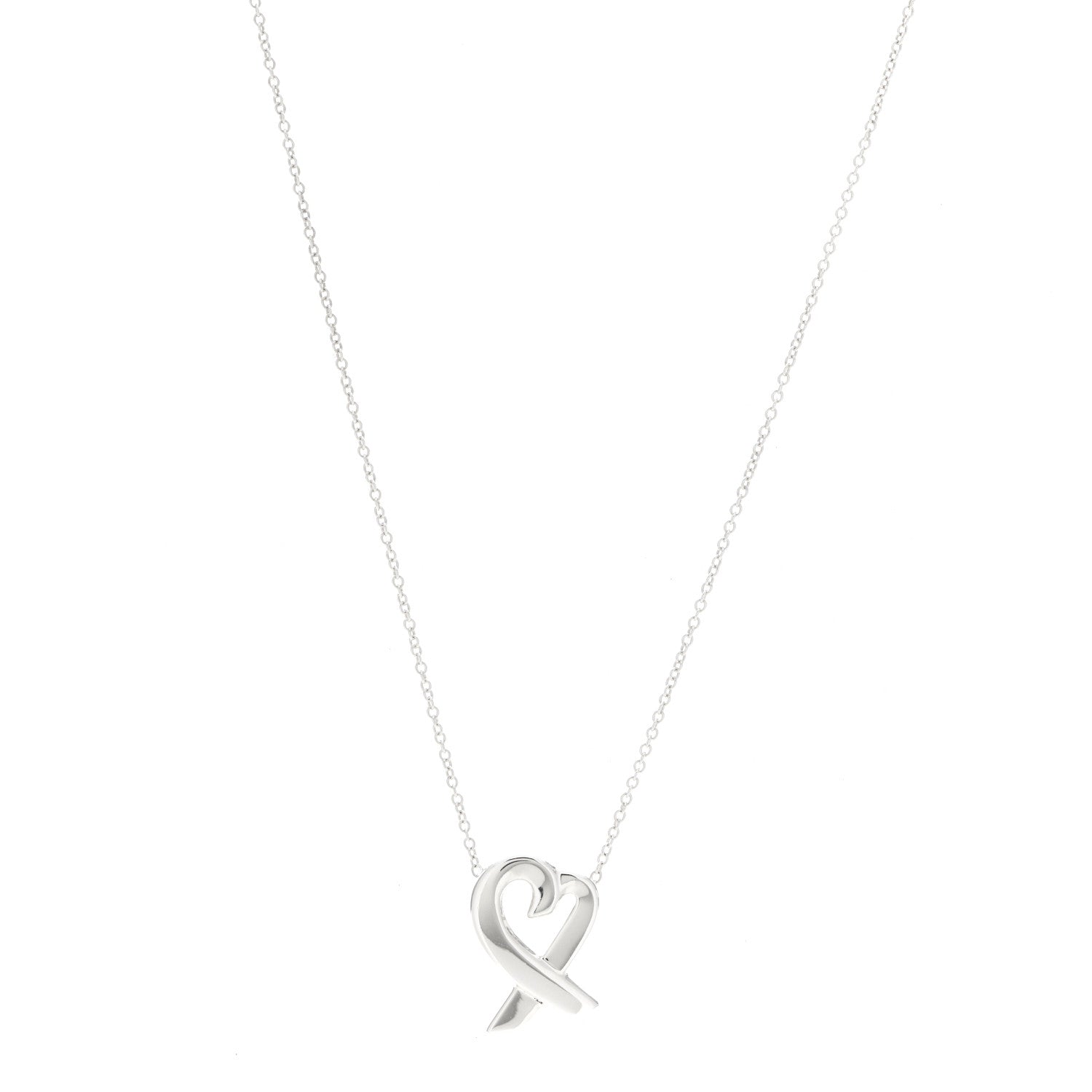 Tiffany Sterling Silver Small Paloma Picasso Loving Heart Pendant Necklace 1 of 5