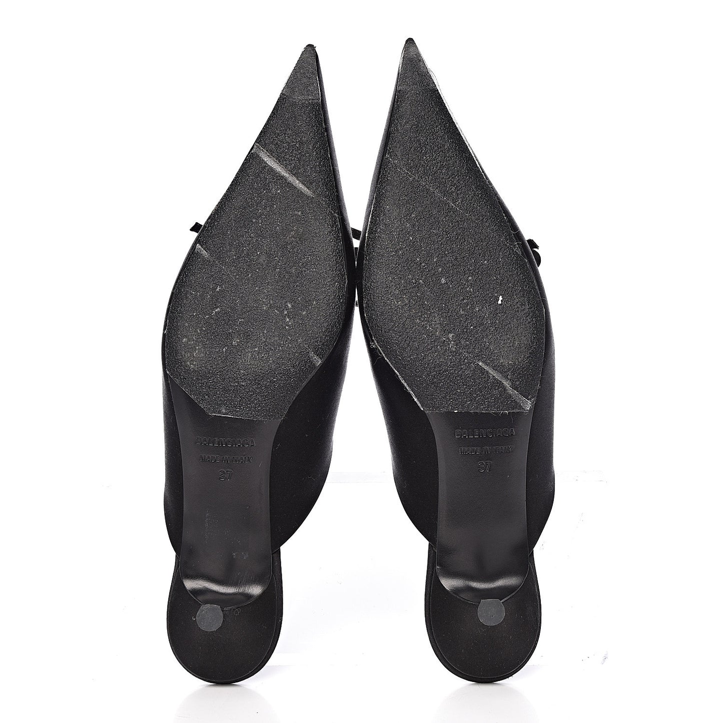 Satin Pointed Toe Knife 40mm Mules 37 Black