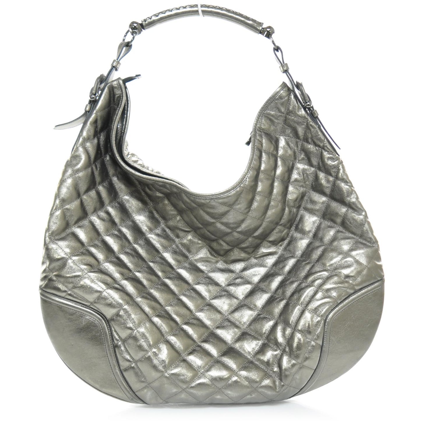 Leather Quilted Hoxton Hobo Metallic