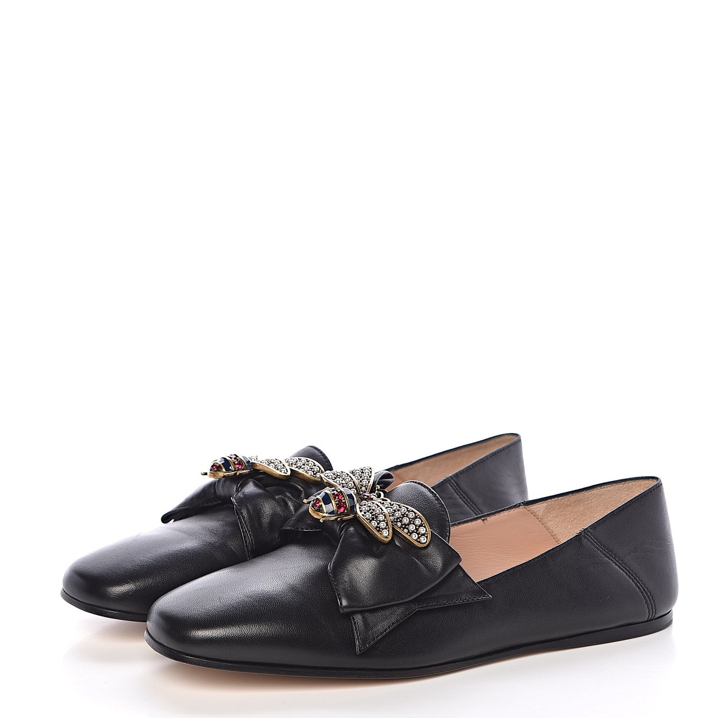 Calfskin Bow Ballet Flats 36 Black