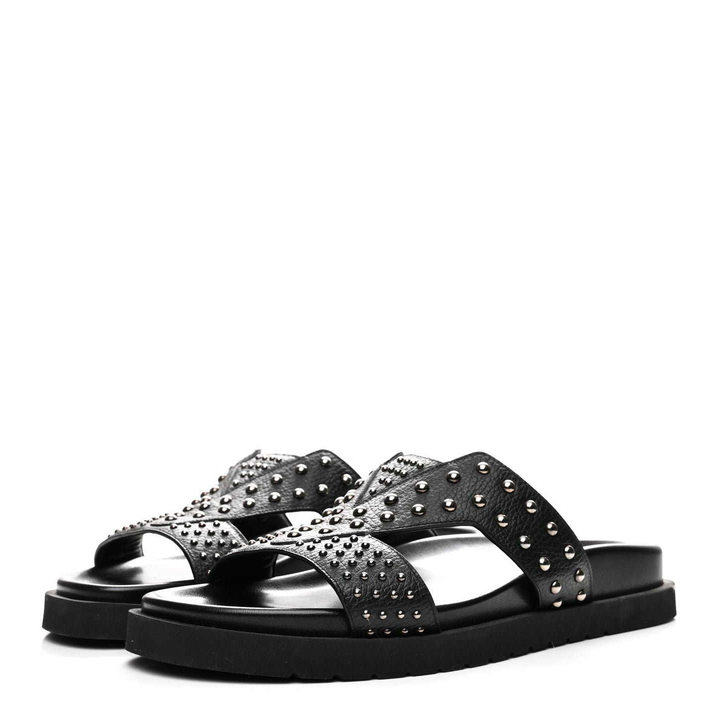 Calfskin Mens LV Studded Oasis Mules 9 Black