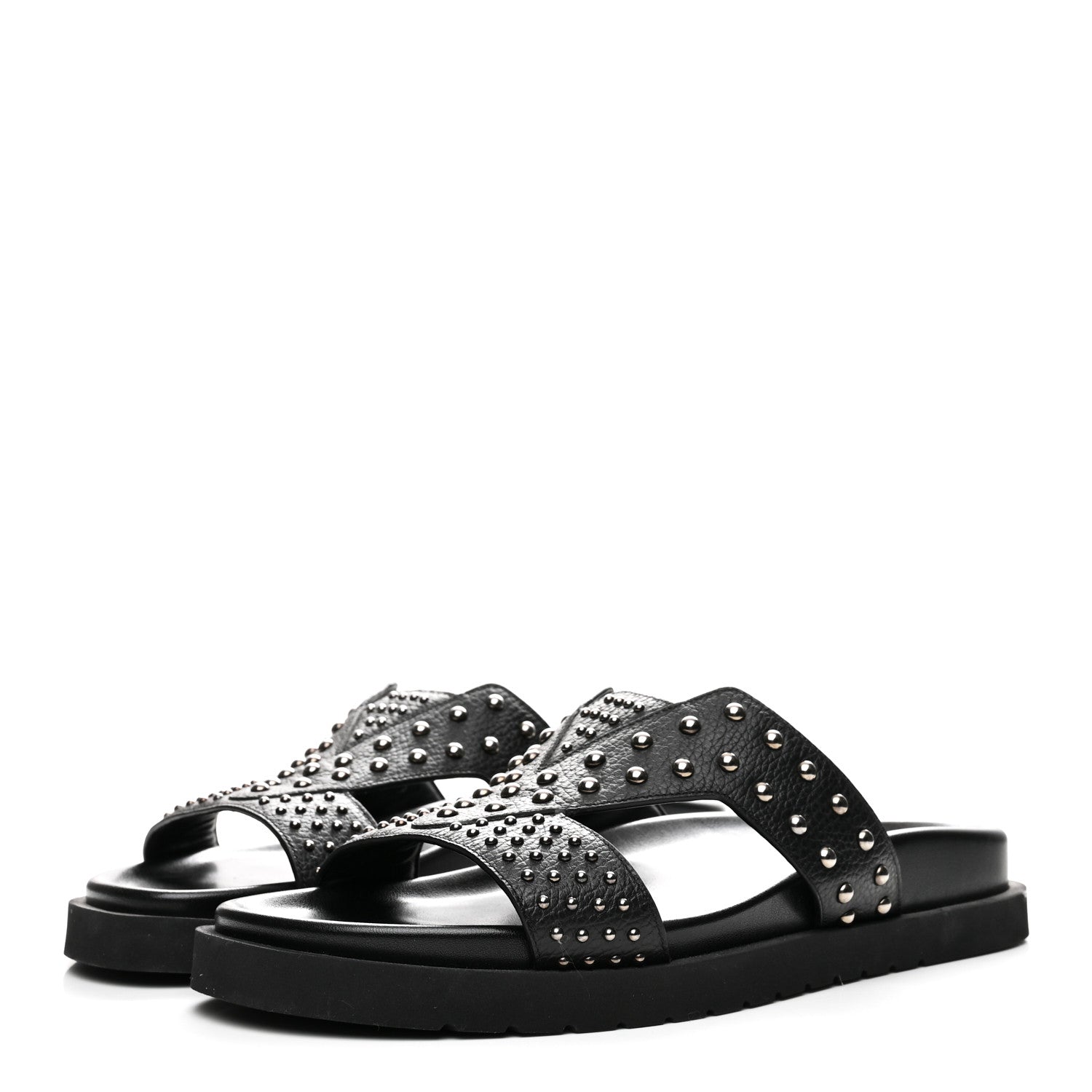 Louis Vuitton Calfskin Mens LV Studded Oasis Mules 9 Black 4 of 9
