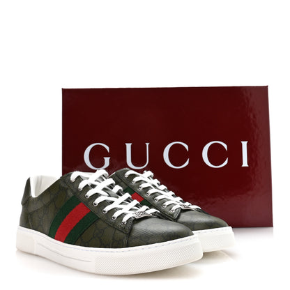Gucci GG Supreme Monogram Web Mens New Ace Sneakers 9.5 Green 9 of 9