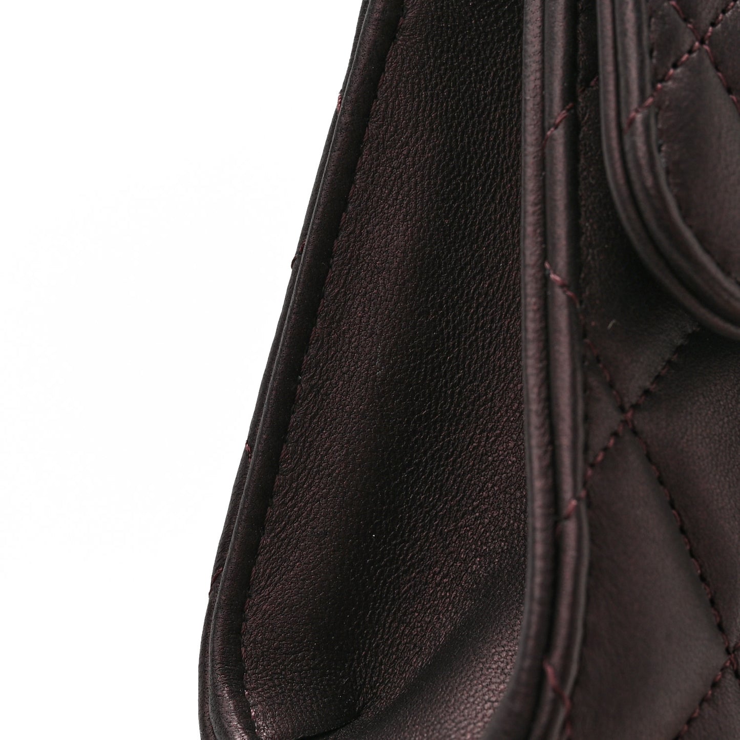 Iridescent Lambskin Quilted Top Handle Clutch With Chain Burgundy