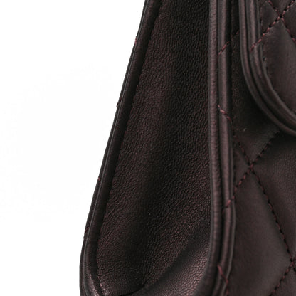 Chanel Iridescent Lambskin Quilted Top Handle Clutch With Chain Burgundy 10 of 11