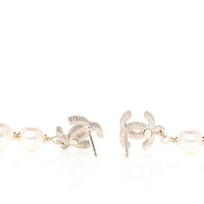 Chanel Pearl CC Drop Earrings Gold 3 of 5