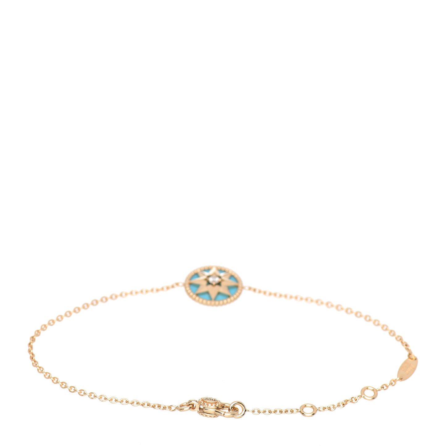 18K Yellow Gold Diamond Turquoise Rose Des Vents Bracelet
