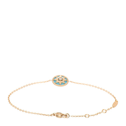 Christian Dior 18K Yellow Gold Diamond Turquoise Rose Des Vents Bracelet 3 of 4