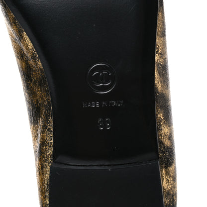Chanel Laminated Goatskin Cap Toe CC Ballerina Flats 39 Gold 6 of 9