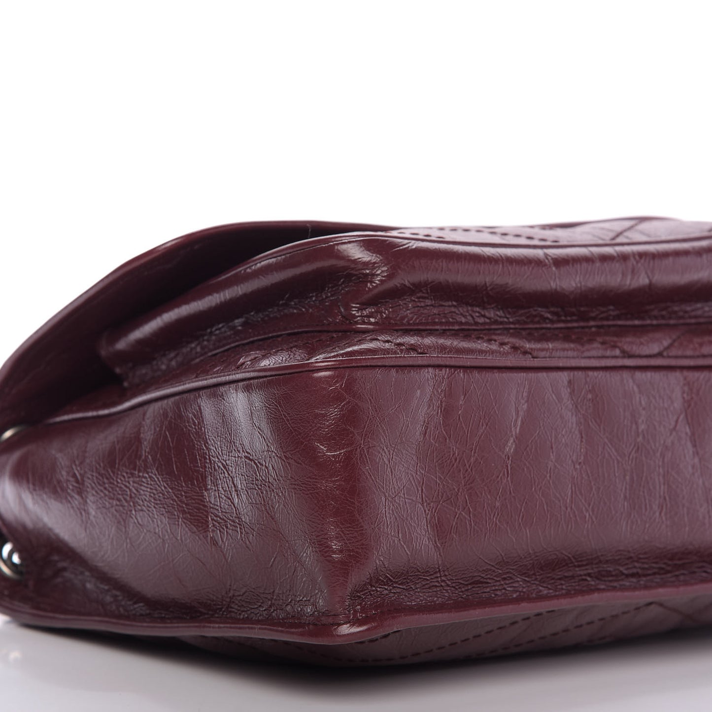 Crinkled Calfskin Matelasse Monogram Large Niki Chain Satchel Rouge Legion
