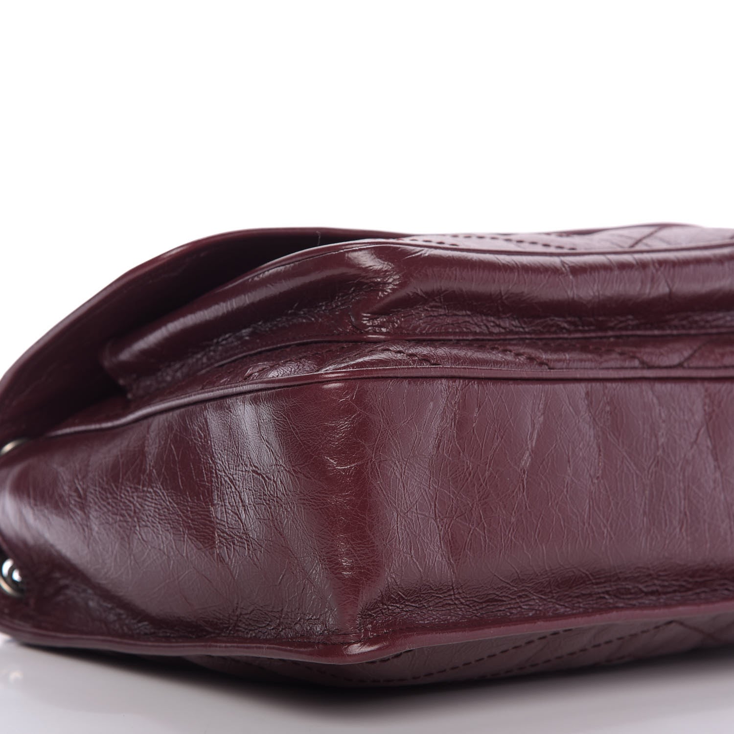 Saint Laurent Crinkled Calfskin Matelasse Monogram Large Niki Chain Satchel Rouge Legion 7 of 10