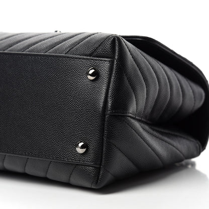 Chanel Caviar Chevron Quilted Small Coco Handle Flap Black 7 of 11
