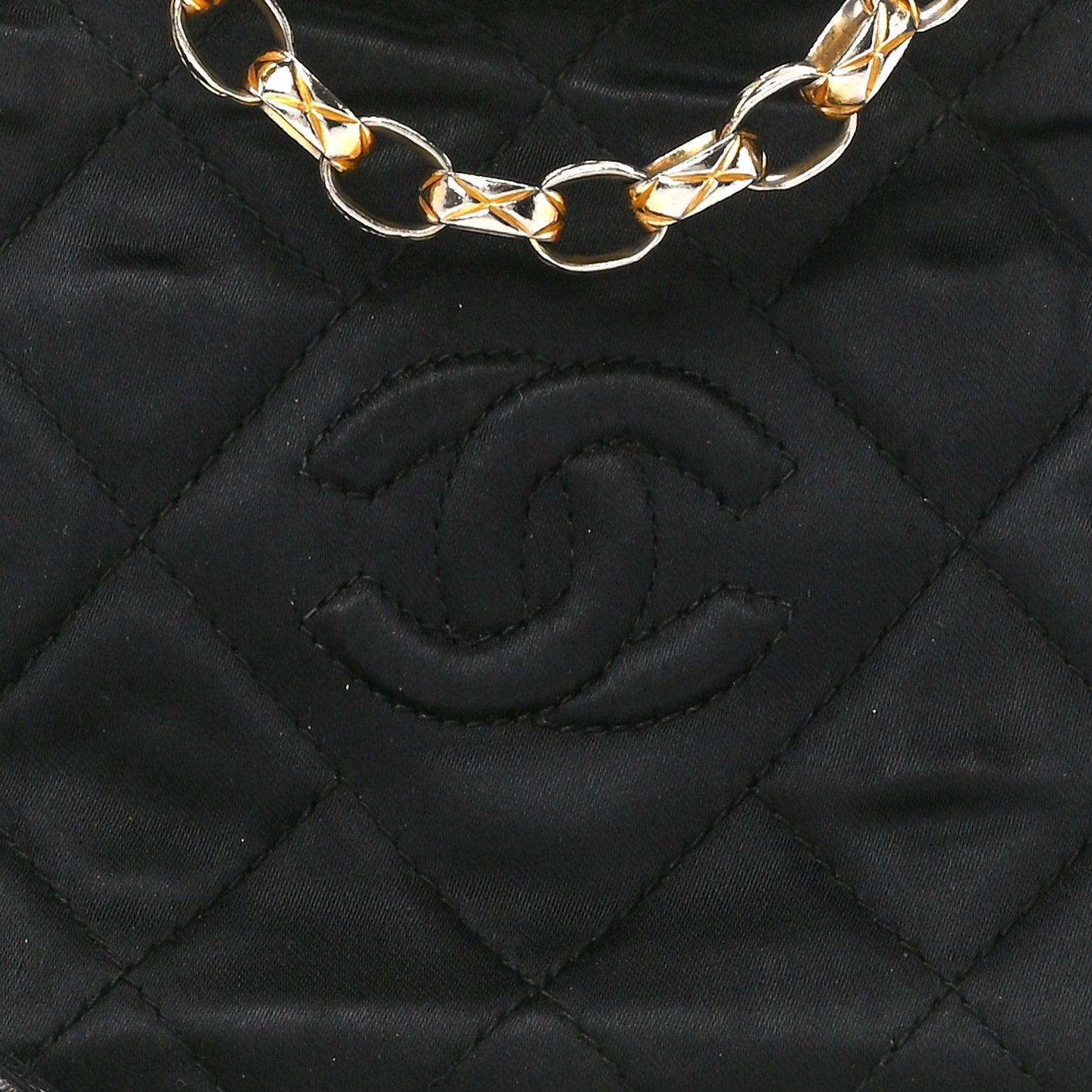 Satin Quilted Tassel Camera Case Black