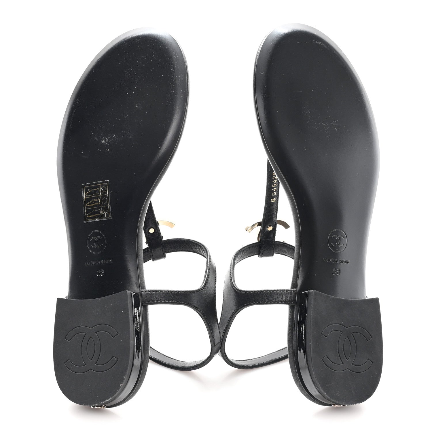 Chanel Lambskin Enamel CC Thong Sandals 38 Black 6 of 9