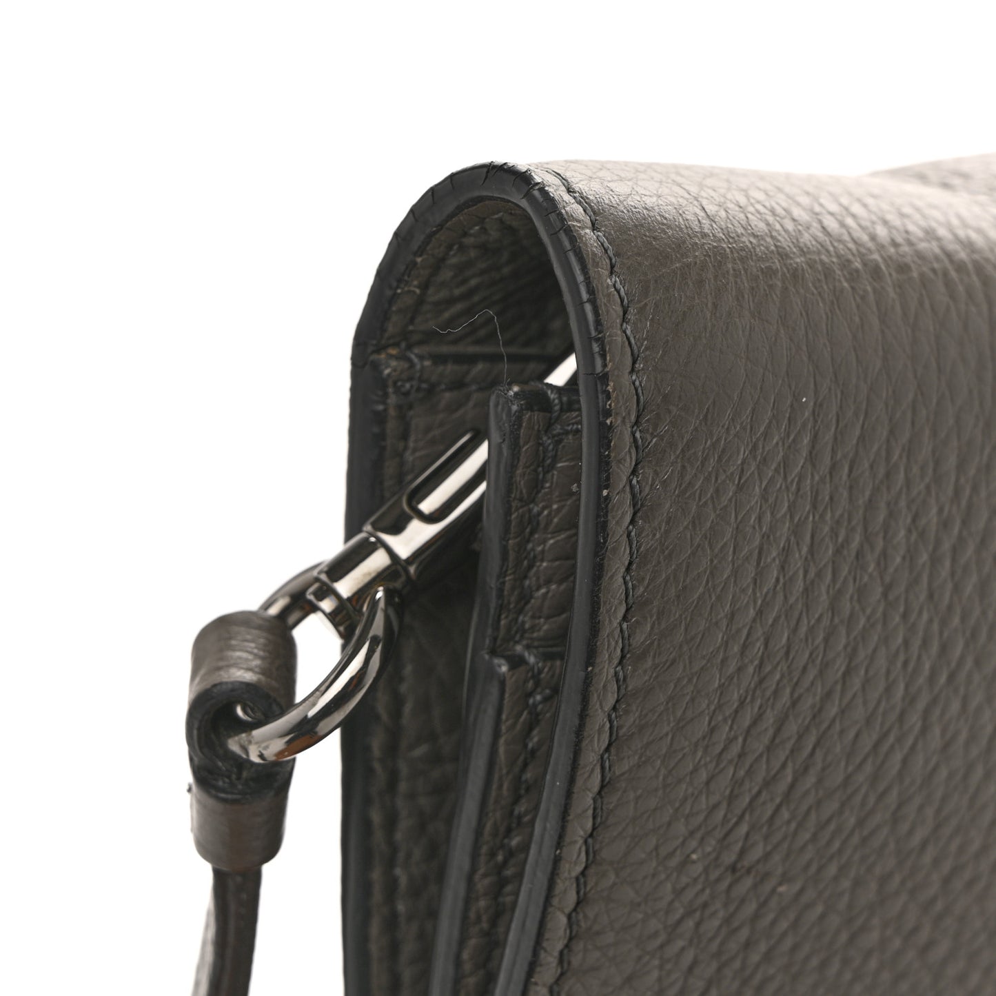 Pebbled Calfskin Alix Zip + Padlock Crossbody Grey