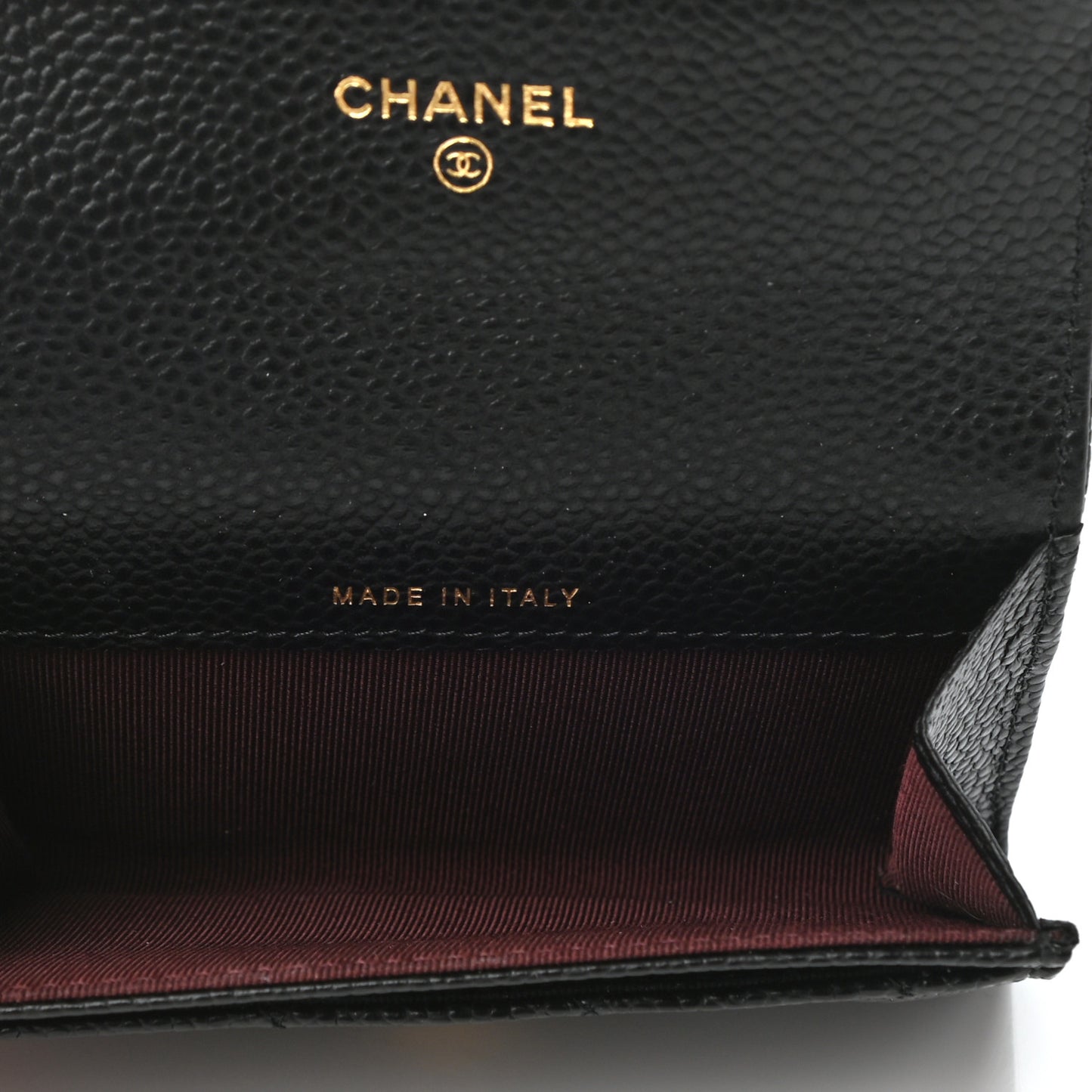 Caviar Quilted Flap Card Holder Wallet Black