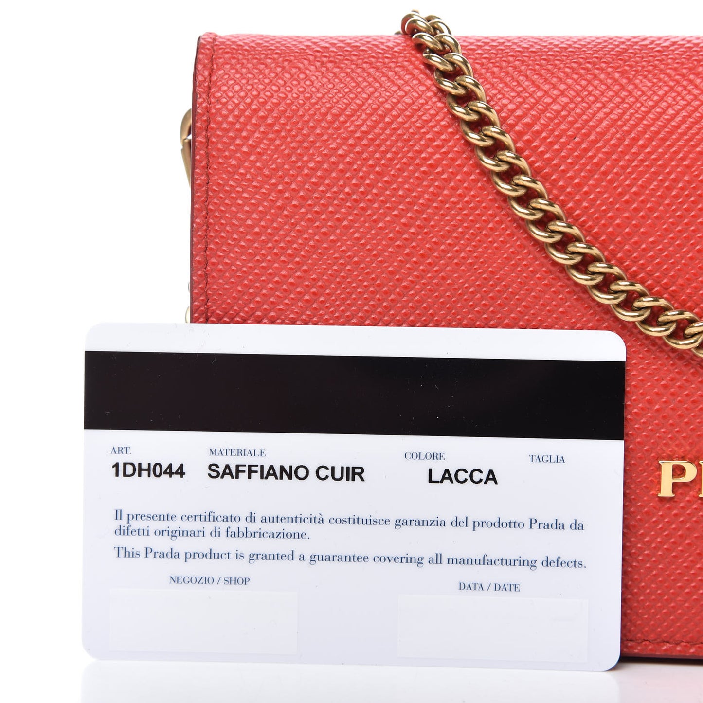 Saffiano Cuir Chain Wallet Lacca