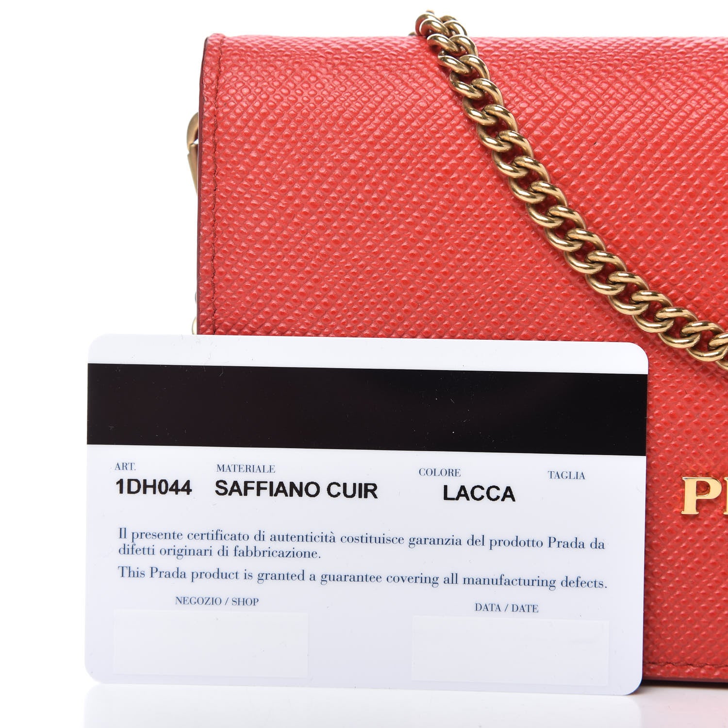Prada Saffiano Cuir Chain Wallet Lacca 12 of 15