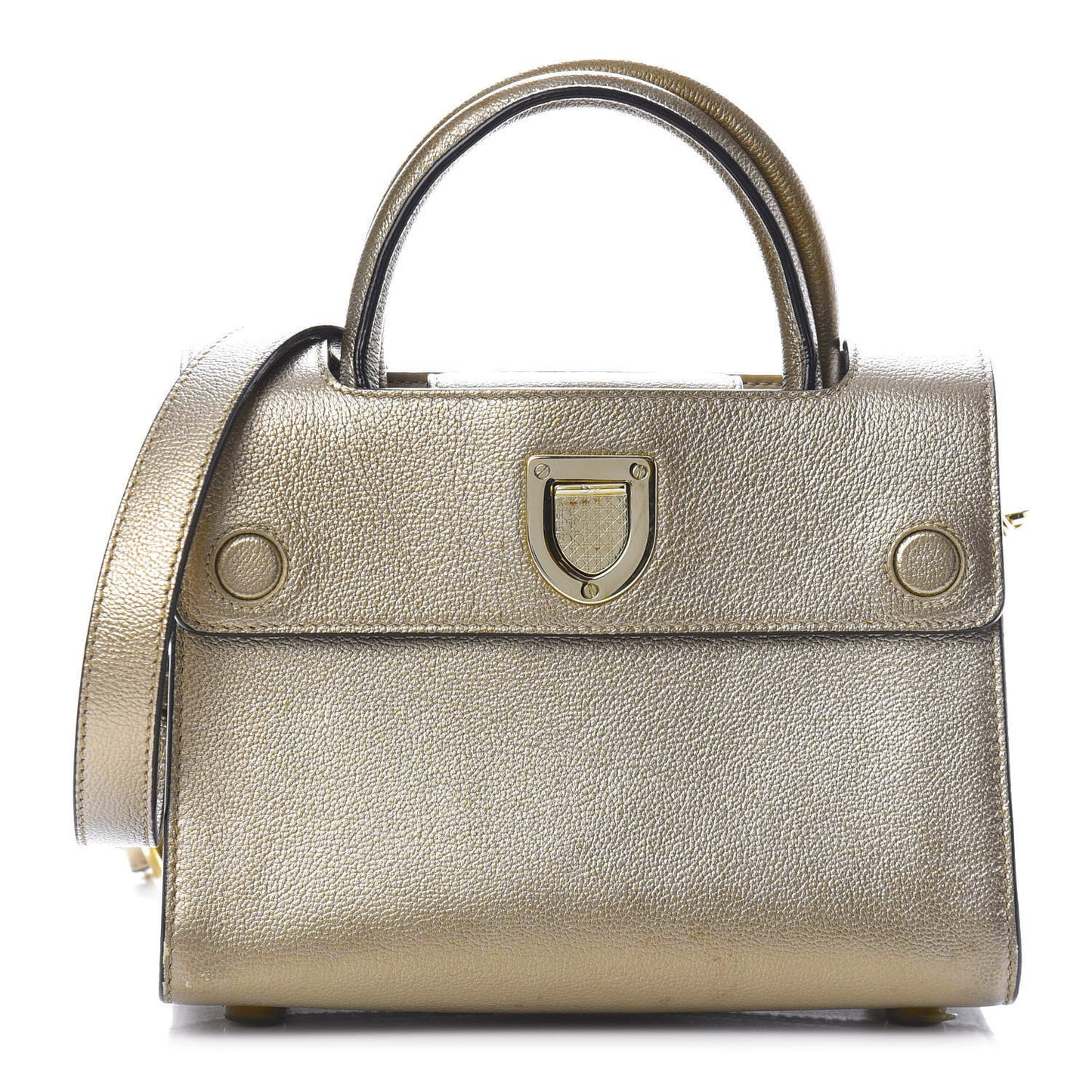 Metallic Grained Calfskin Mini Diorever Flap Bronze