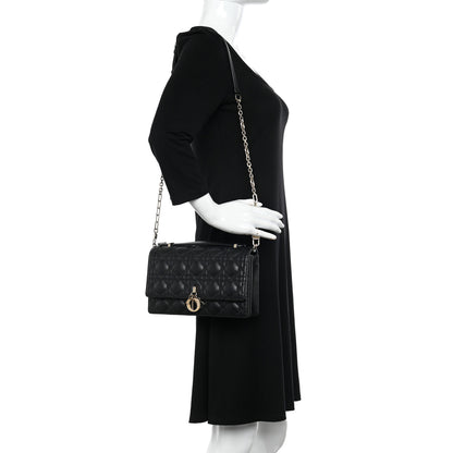 Christian Dior Lambskin Cannage Miss Dior Chain Pouch Black 2 of 12