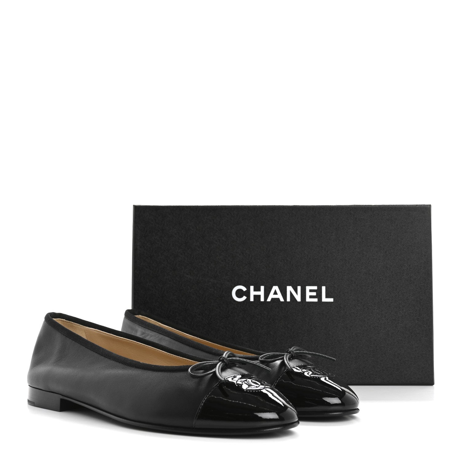 Chanel Lambskin Patent Cap Toe Ballerina Flats 41 Black 10 of 10