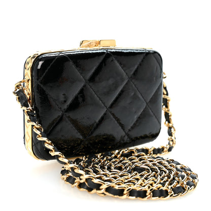 Chanel Glazed Goatskin Quilted Small Box With Chain Black 3 of 11