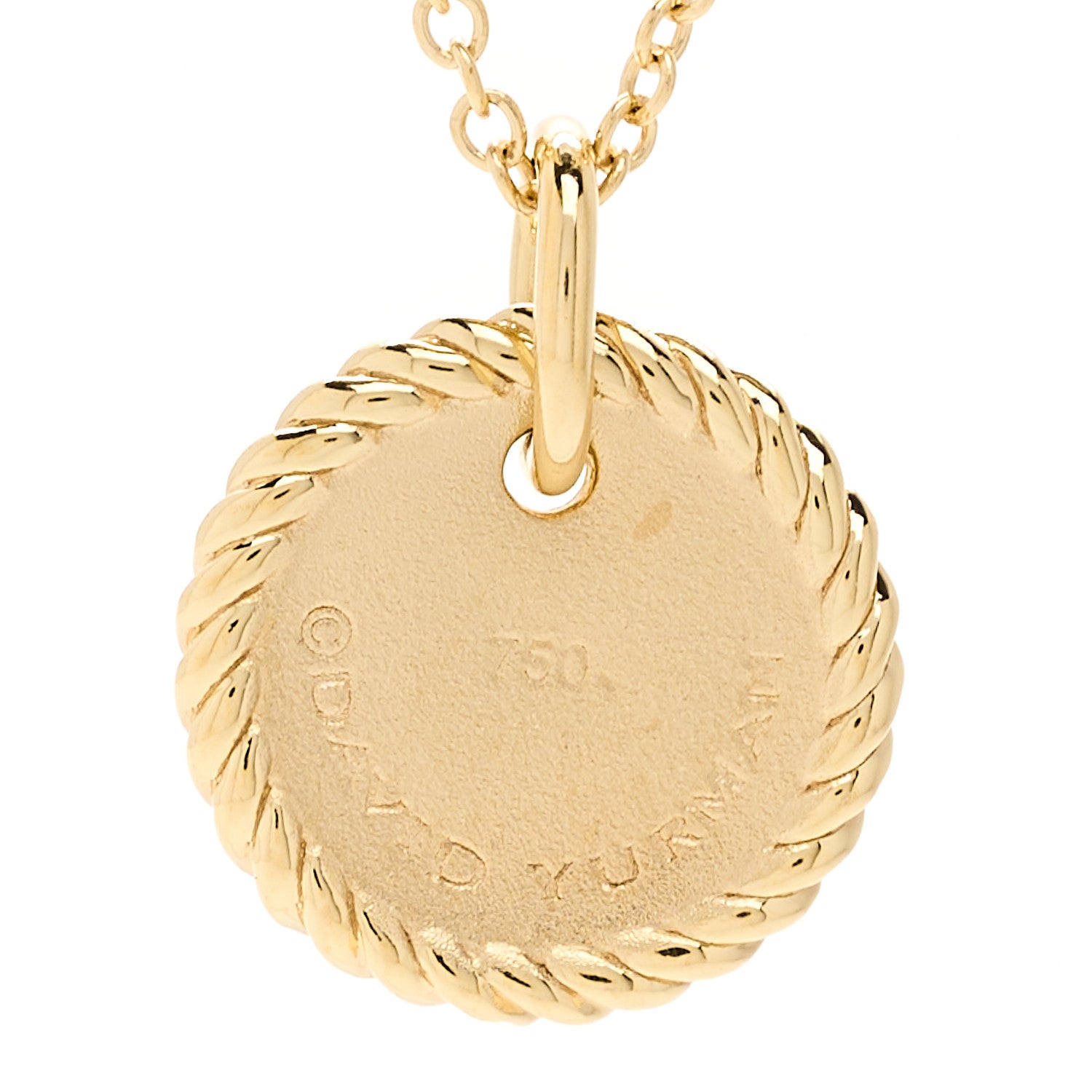 David Yurman 18K Yellow Gold Diamond Initial M Charm Necklace 5 of 5