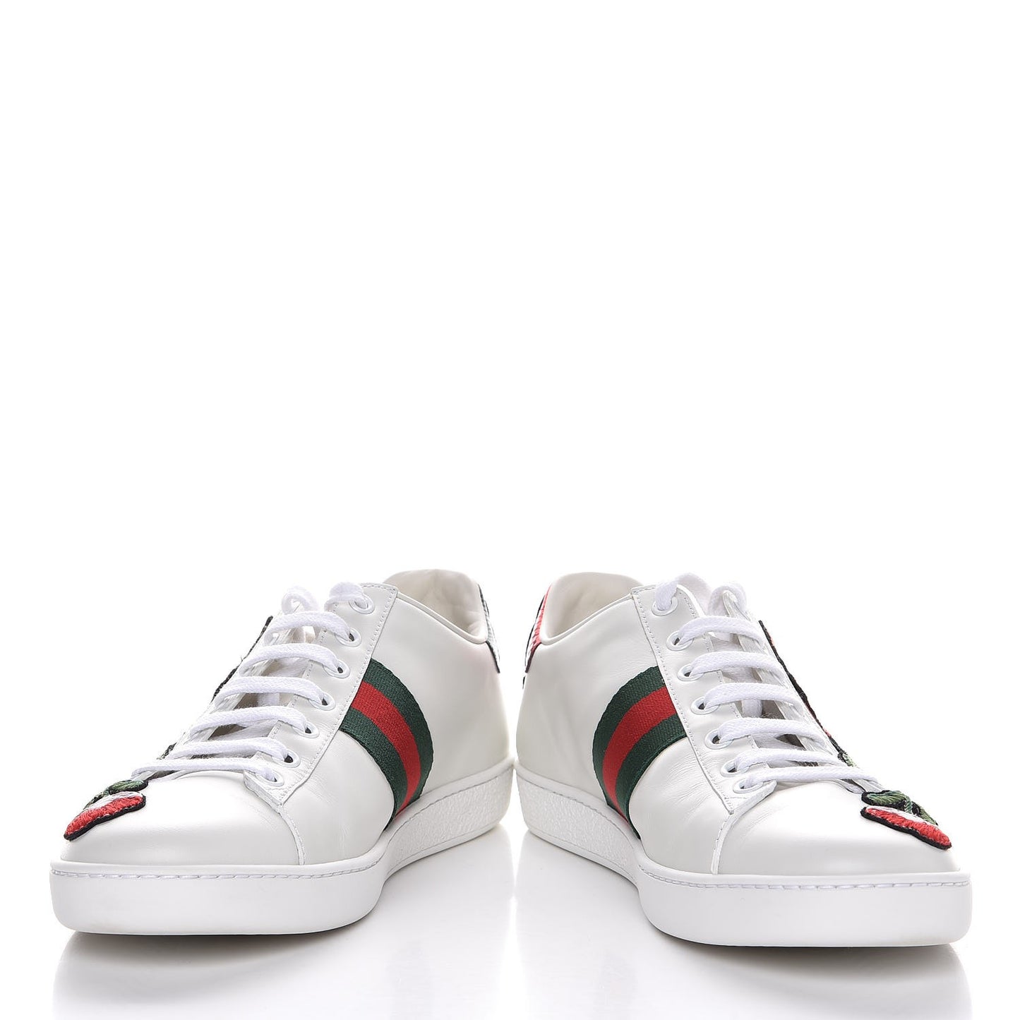 Calfskin Web Floral Embroidered Ace Sneakers 38.5 White