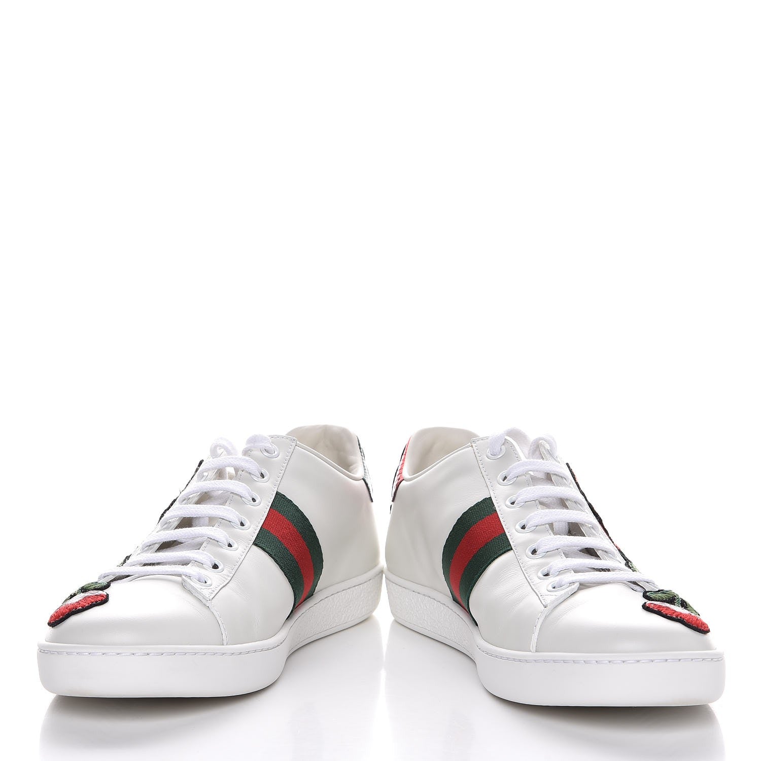 Gucci Calfskin Web Floral Embroidered Ace Sneakers 38.5 White 5 of 12