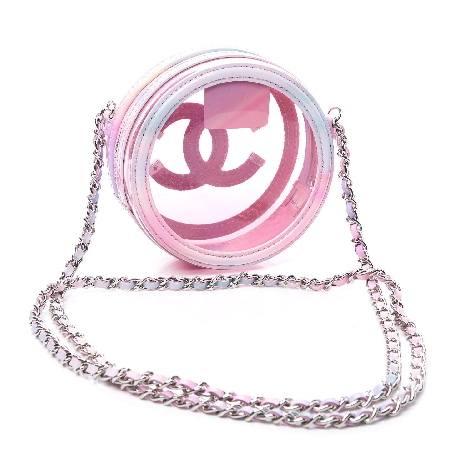 Chanel PVC Lambskin Filigree Round Clutch With Chain Pink 2 of 10