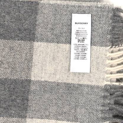 Burberry Cashmere Mega Check Fringe Scarf Grey 3 of 3