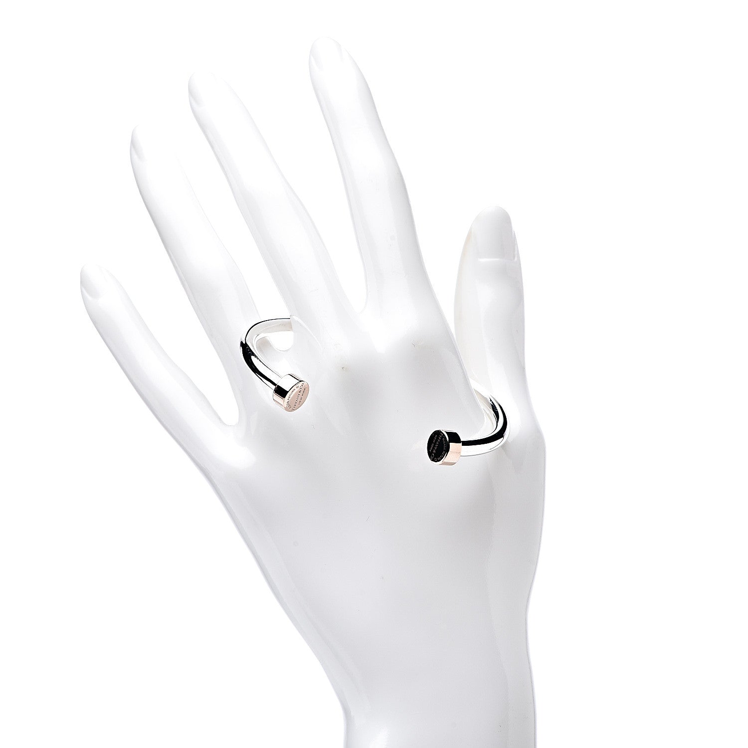 Tiffany Sterling Silver Rubedo Return to Tiffany Narrow Circle Edge Cuff Bracelet 2 of 5